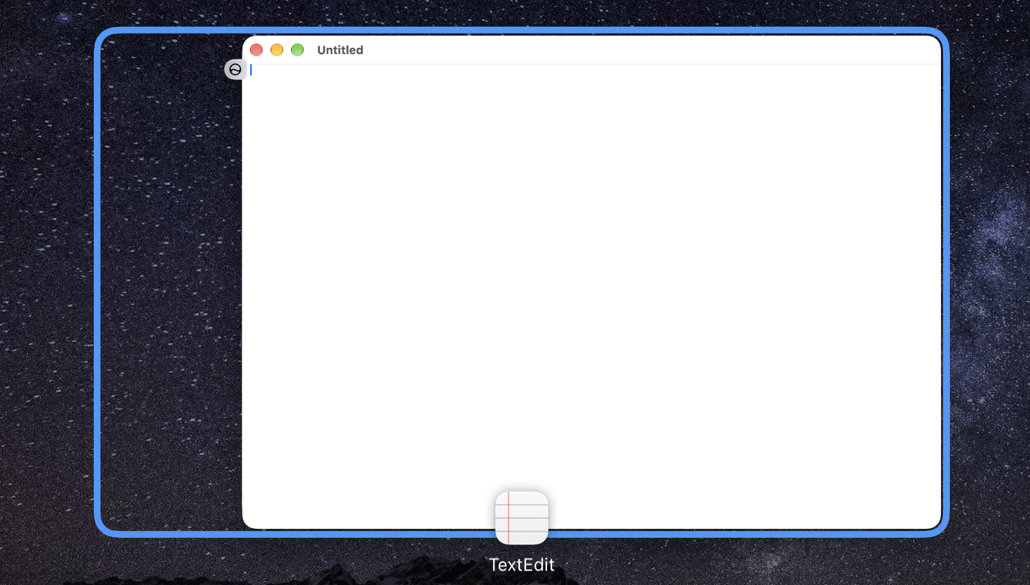 A highlight around a TextEdit window, much too big.