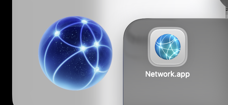 Old and new Network app icon, both visible in different places.