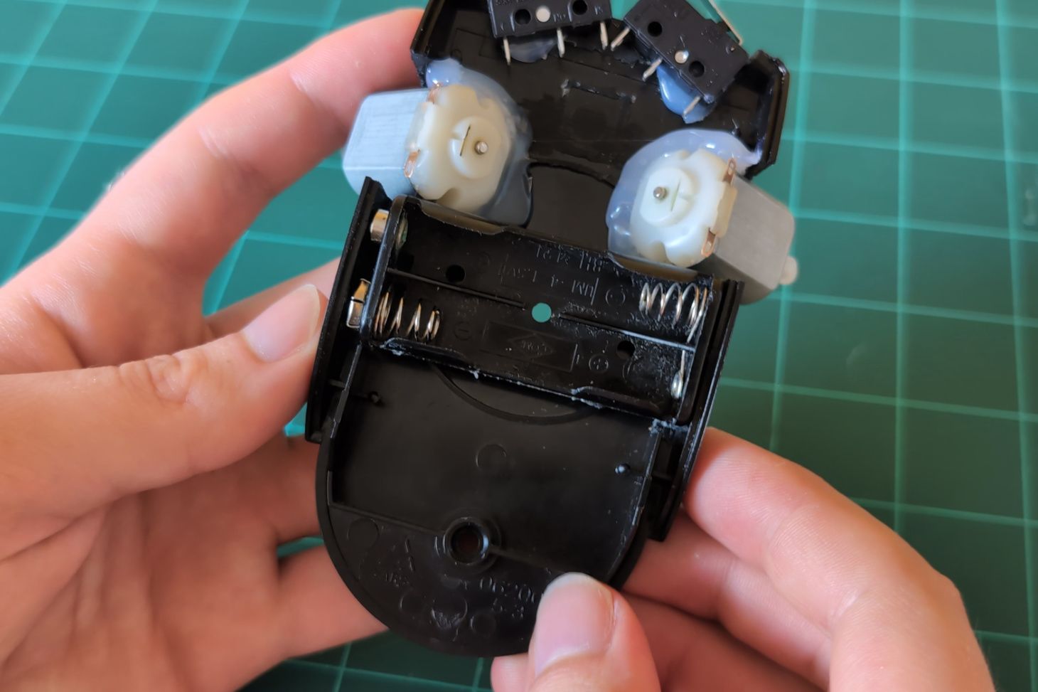 The battery holder in the body.